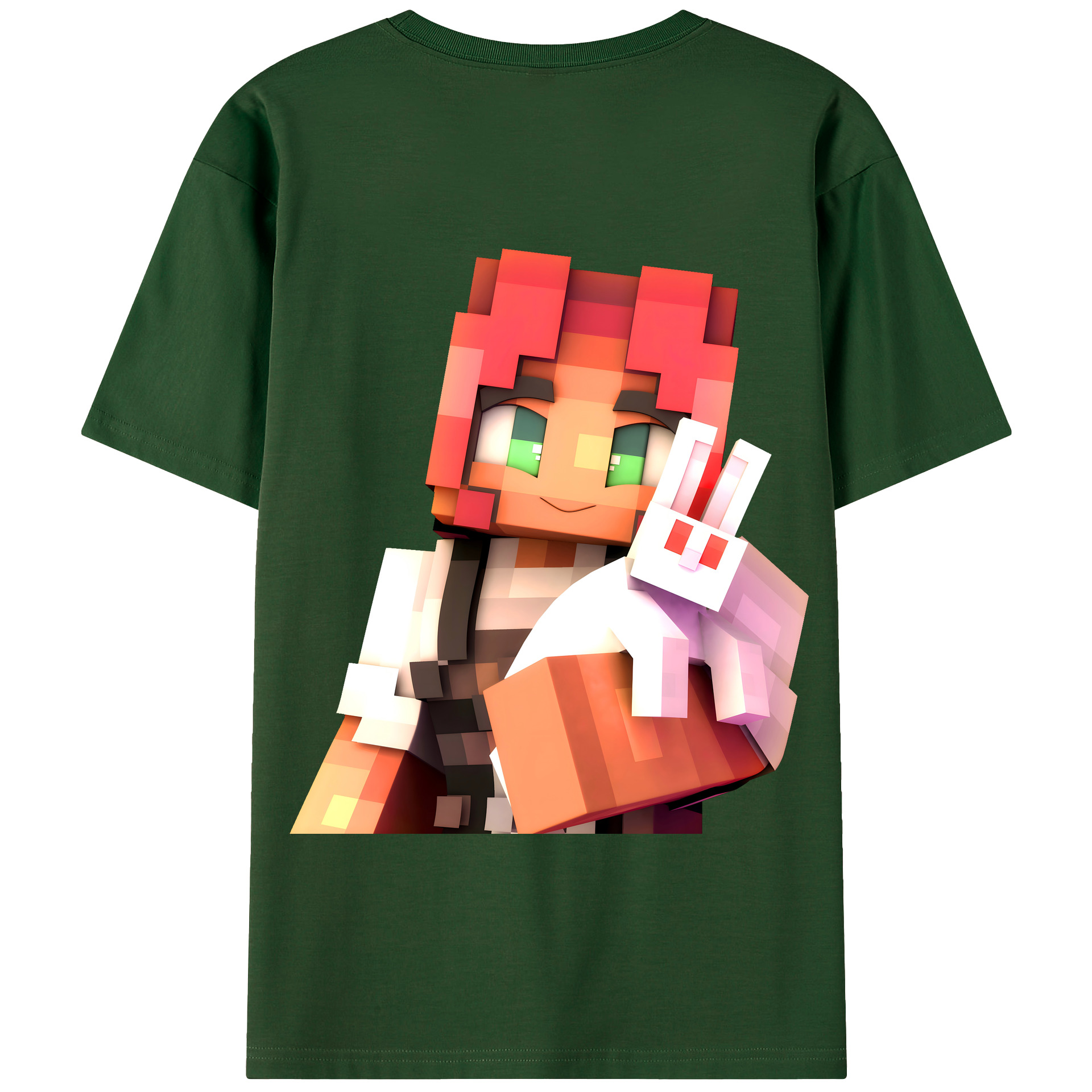 （画像用） マインクラフト ブロックの世界 Minecraft MC Block world 綿100％半袖Tシャツ（背面プリント）